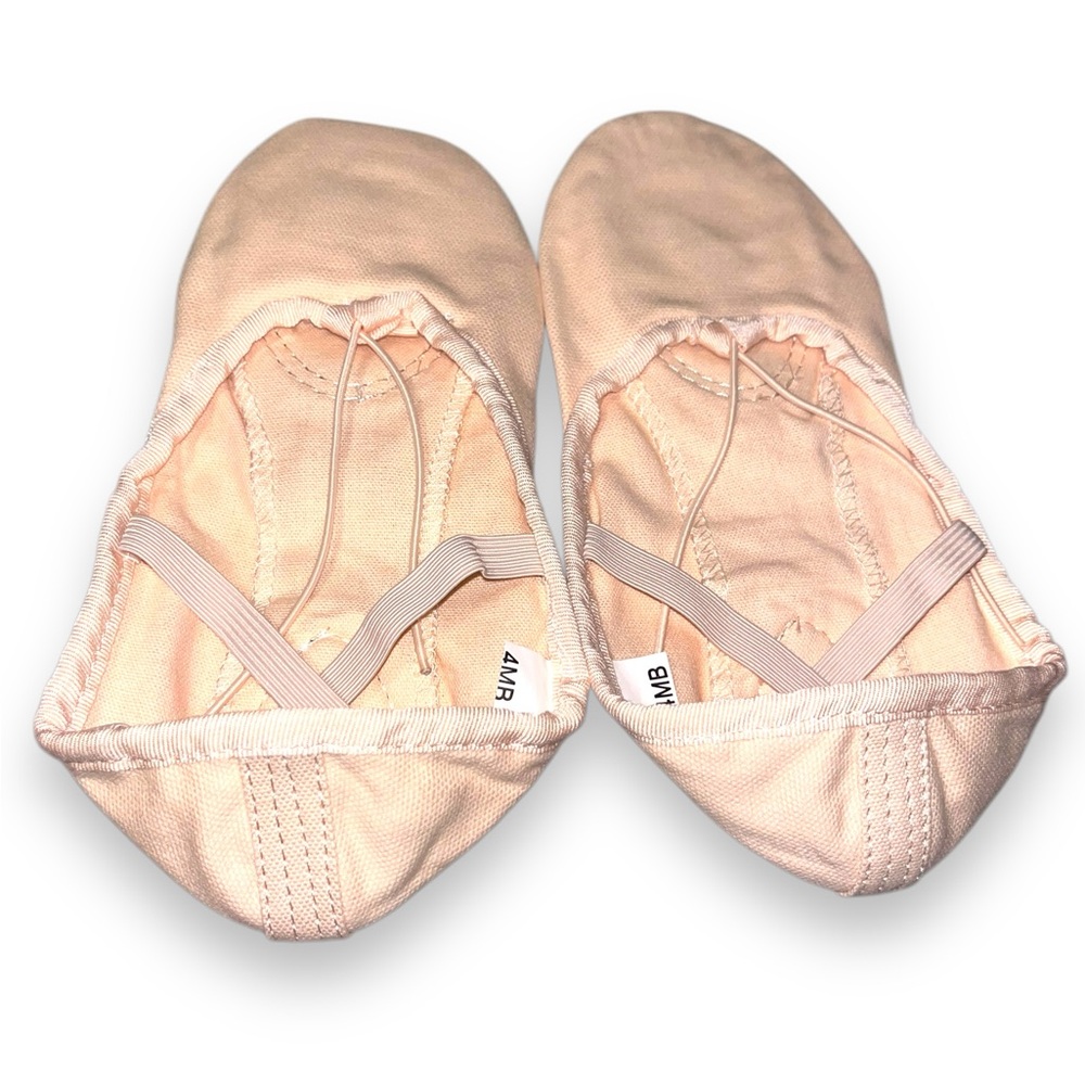 Baby Girl Ballet Slipper Crib Shoes Cream Pink Cotton Ballerina Flats NWT